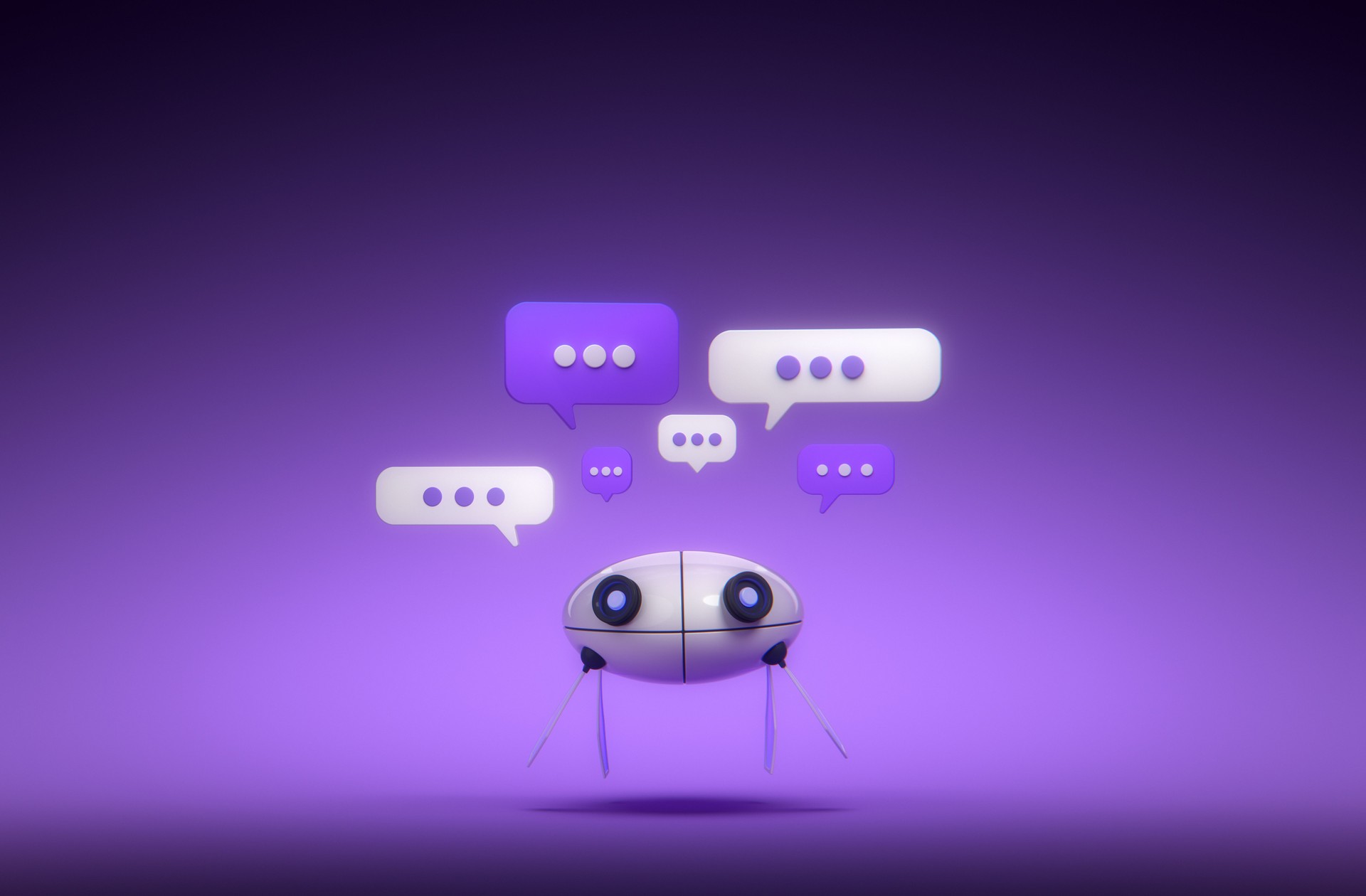 AI chatbot with chat bubbles over his head