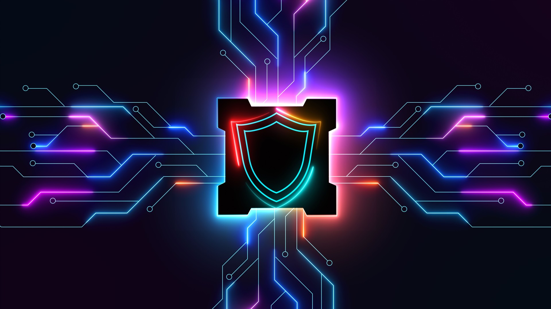 Shield icon on circuit board